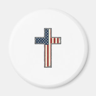 Distressed Patriotic Cross Vector Design_1 Magnet