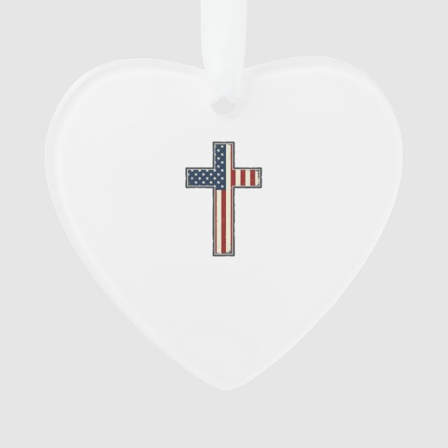 Distressed Patriotic Cross Vector Design_1 Ornament (Front)