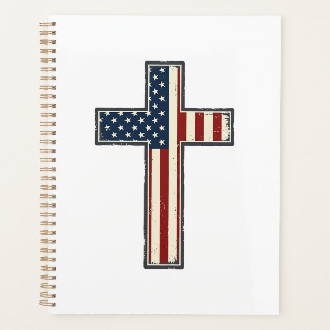 Distressed Patriotic Cross Vector Design_1 Planner (Front)