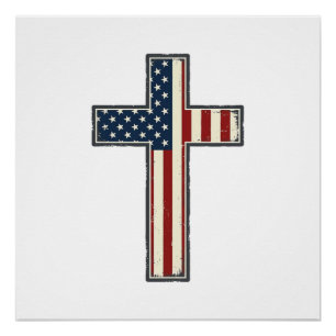 Distressed Patriotic Cross Vector Design_1 Poster