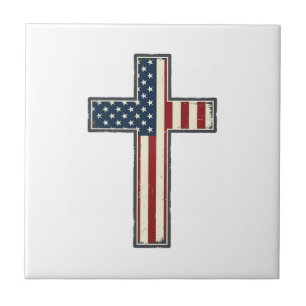 Distressed Patriotic Cross Vector Design_1 Tile