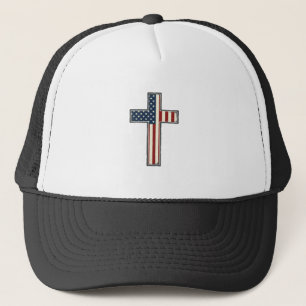Distressed Patriotic Cross Vector Design_1 Trucker Hat