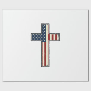 Distressed Patriotic Cross Vector Design_1 Wrapping Paper