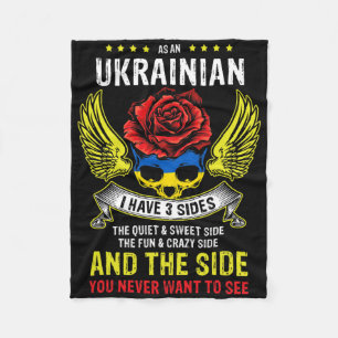 Distressed Patriotic Proud Ukrainian Skull Ukraine Fleece Blanket