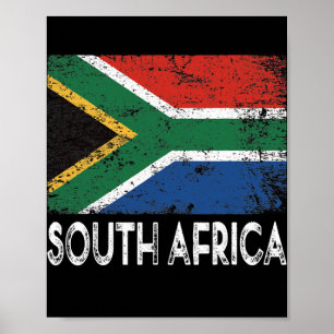 Distressed Patriotic South Africa Flag Men Women Poster