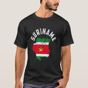 Distressed Patriotic Suriname Flag Map Men Women T-Shirt