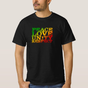 Distressed Peace Love Unity Respect Rasta Reggae T-Shirt