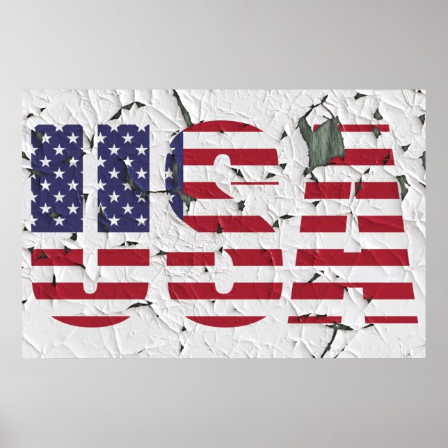 Distressed Peeling Paint USA American Photo Poster (Front)