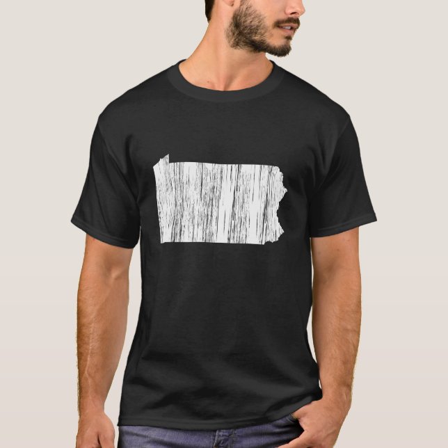 Distressed Pennsylvania State Outline T-Shirt (Front)