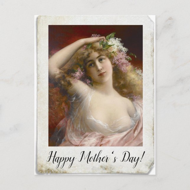 Distressed Photograph of Victorian Lady Postcard (Front)