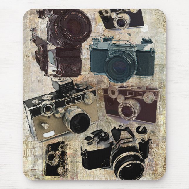distressed photographer photography retro Camera Mouse Pad (Front)