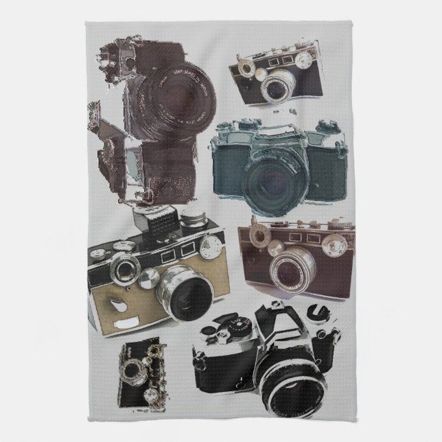 distressed photographer photography retro Camera Tea Towel (Vertical)