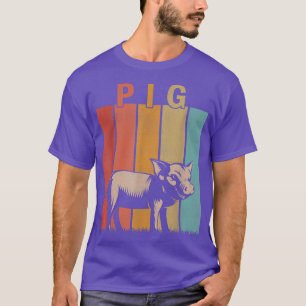 Distressed Pig Lover Men Women Kid Cute Pig Retro T-Shirt