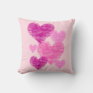 Distressed Pink Heart Collage Cushion