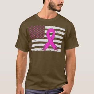 Distressed Pink Ribbon Breast Cancer Awareness Ame T-Shirt
