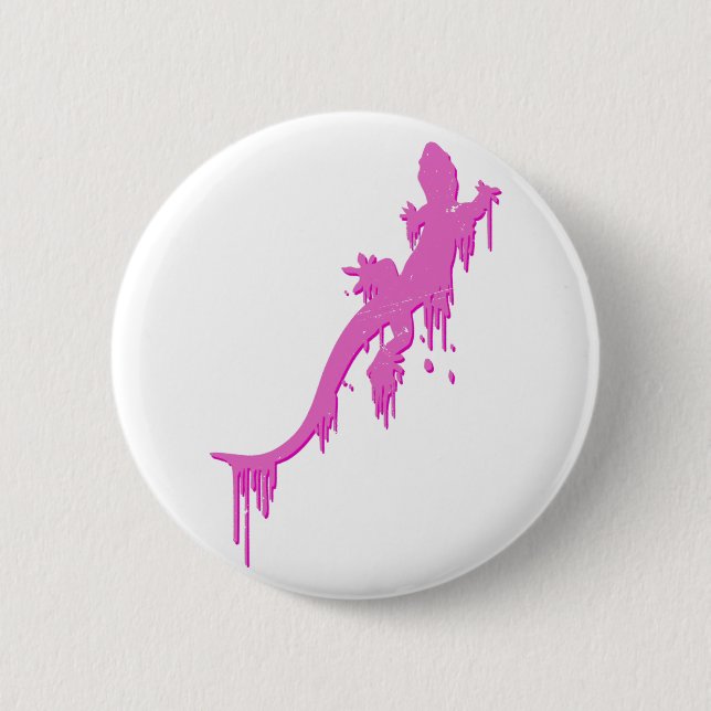 Distressed Pink Salamander With Paint Drip 6 Cm Round Badge (Front)