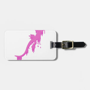 Distressed Pink Salamander With Paint Drip Luggage Tag