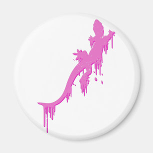 Distressed Pink Salamander With Paint Drip Magnet
