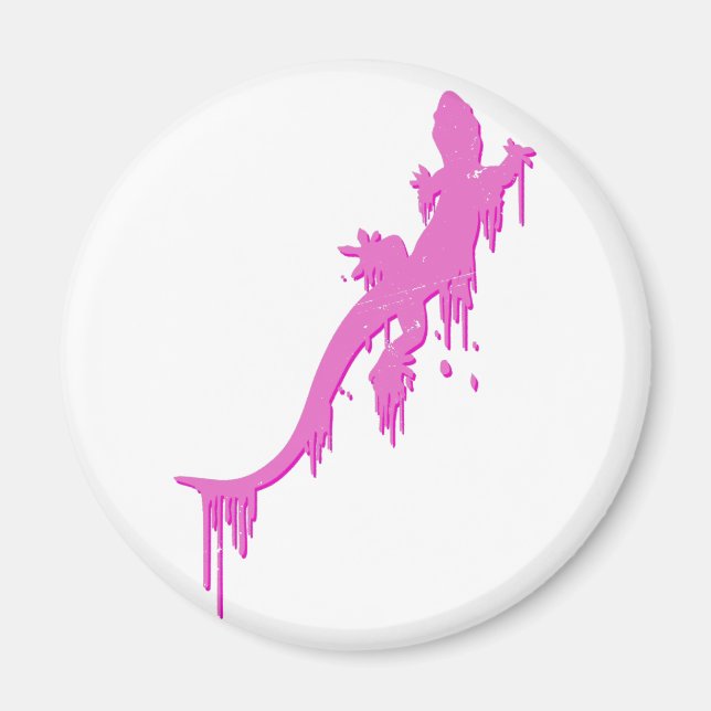 Distressed Pink Salamander With Paint Drip Magnet (Front)