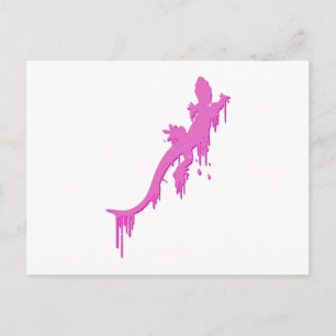 Distressed Pink Salamander With Paint Drip Postcard