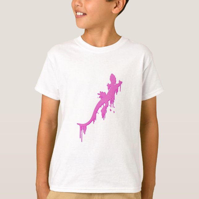 Distressed Pink Salamander With Paint Drip T-Shirt (Front)