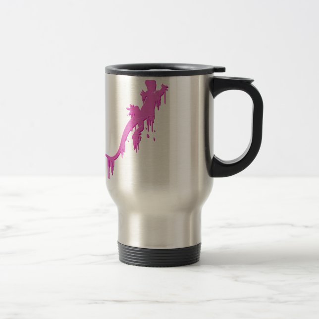 Distressed Pink Salamander With Paint Drip Travel Mug (Right)