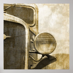 Distressed Primitive Rustic country old farm truck Poster
