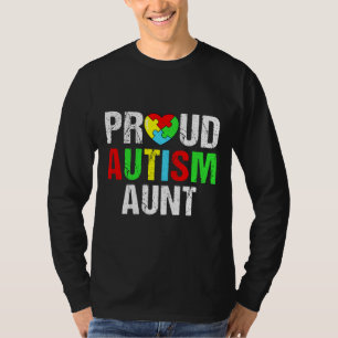 Distressed Proud Autism Aunt Heart Family Matching T-Shirt