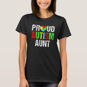 Distressed Proud Autism Aunt Heart Family Matching T-Shirt