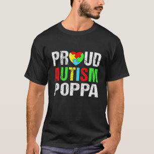 Distressed Proud Autism Poppa Heart Family Matchin T-Shirt
