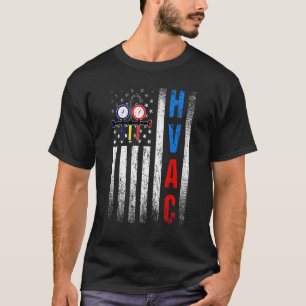 Distressed Proud USA HVAC Tech American Flag HVAC  T-Shirt