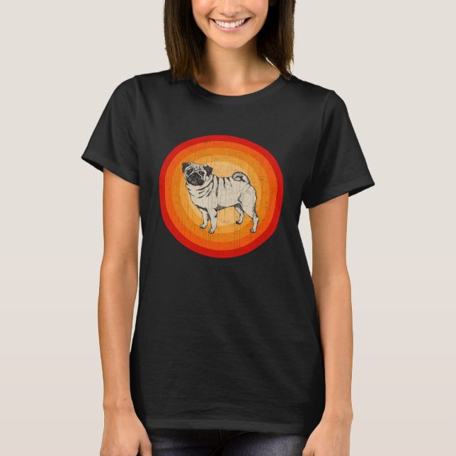 Distressed Pug Dog  Retro Style T-Shirt (Front)