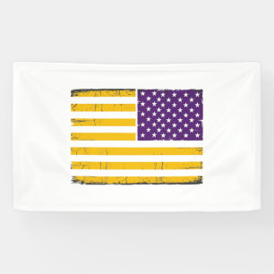 Distressed Purple and Gold American Flag Vector De Banner