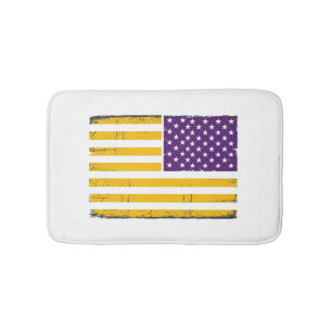 Distressed Purple and Gold American Flag Vector De Bath Mat