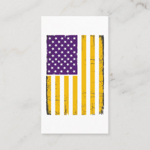 Distressed Purple and Gold American Flag Vector De Business Card