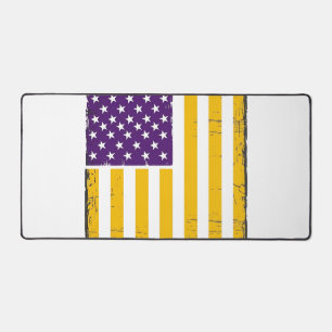 Distressed Purple and Gold American Flag Vector De Desk Mat