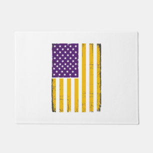 Distressed Purple and Gold American Flag Vector De Doormat