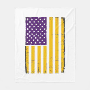 Distressed Purple and Gold American Flag Vector De Fleece Blanket