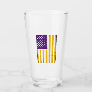 Distressed Purple and Gold American Flag Vector De Glass