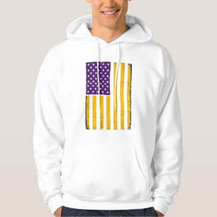 Distressed Purple and Gold American Flag Vector De Hoodie