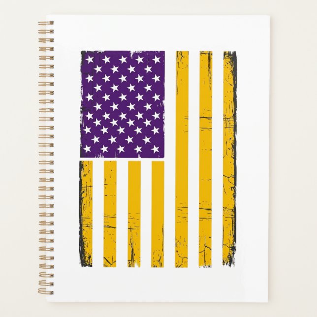 Distressed Purple and Gold American Flag Vector De Planner (Front)