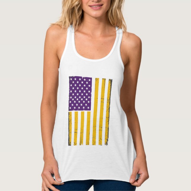 Distressed Purple and Gold American Flag Vector De Singlet (Front)