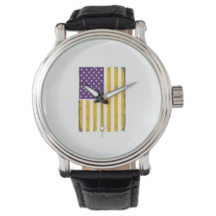 Distressed Purple and Gold American Flag Vector De Watch