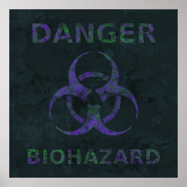 Distressed Purple Biohazard Symbol Poster (Front)