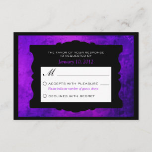 Distressed Purple Gothic Wedding RSVP Personalised Card