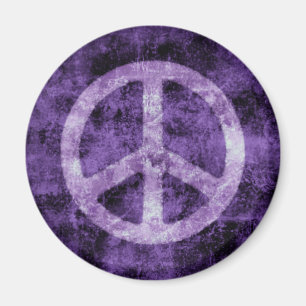 Distressed Purple Peace Sign Magnet