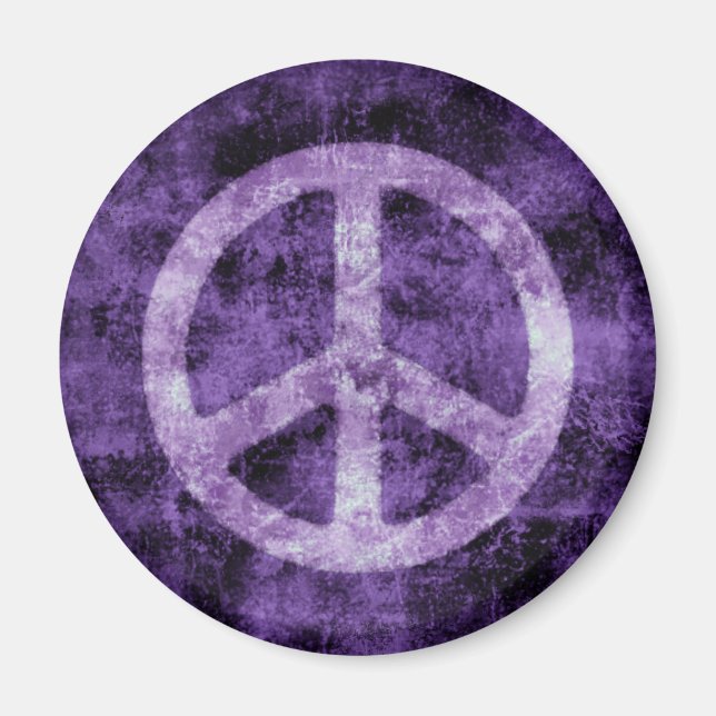 Distressed Purple Peace Sign Magnet (Front)