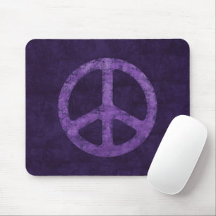 Distressed Purple Peace Sign Mouse Pad