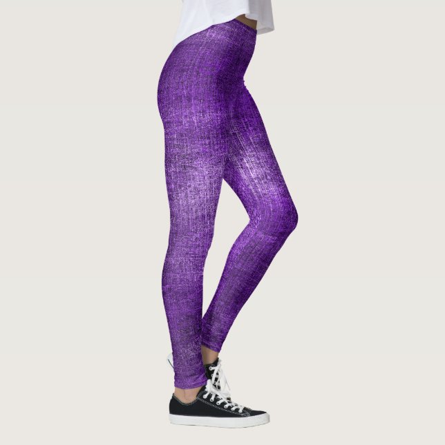 Distressed  Purple Textured Pattern Leggings (Right)