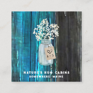 *~* Distressed QR AP49 Mason Jar Square Business Card